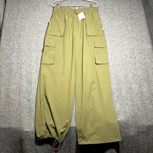 Fabletics Heights Cargo Pant Womens Large Green Wide Leg Full Length NWT